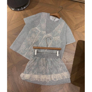 Set Váy Ghi Xốp Phối Ren KAB
