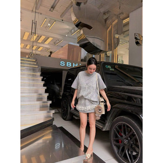 Set Váy Ghi Xốp Phối Ren KAB