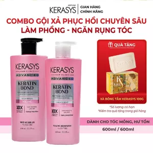 Cặp dầu gội xả Kerasys Advanced Keratin Bond Hàn Quốc phục hồi chuyên sâu tóc hư tổn, ngăn gãy rụng