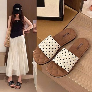 Dép Nữ Quai Ngang Chấm Bi Hàn Quốc, Đế Mềm Chống Trượt Đi Trong Nhà & Đi Chơi - Đoàn Shoes - 138