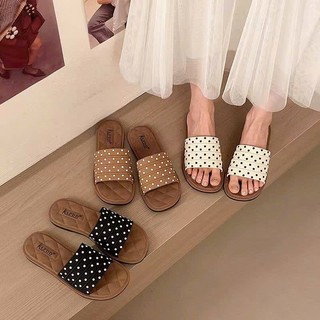 Dép Nữ Quai Ngang Chấm Bi Hàn Quốc, Đế Mềm Chống Trượt Đi Trong Nhà & Đi Chơi - Đoàn Shoes - 138