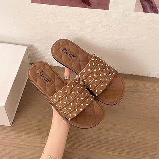 Dép Nữ Quai Ngang Chấm Bi Hàn Quốc, Đế Mềm Chống Trượt Đi Trong Nhà & Đi Chơi - Đoàn Shoes - 138
