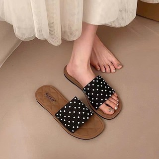 Dép Nữ Quai Ngang Chấm Bi Hàn Quốc, Đế Mềm Chống Trượt Đi Trong Nhà & Đi Chơi - Đoàn Shoes - 138