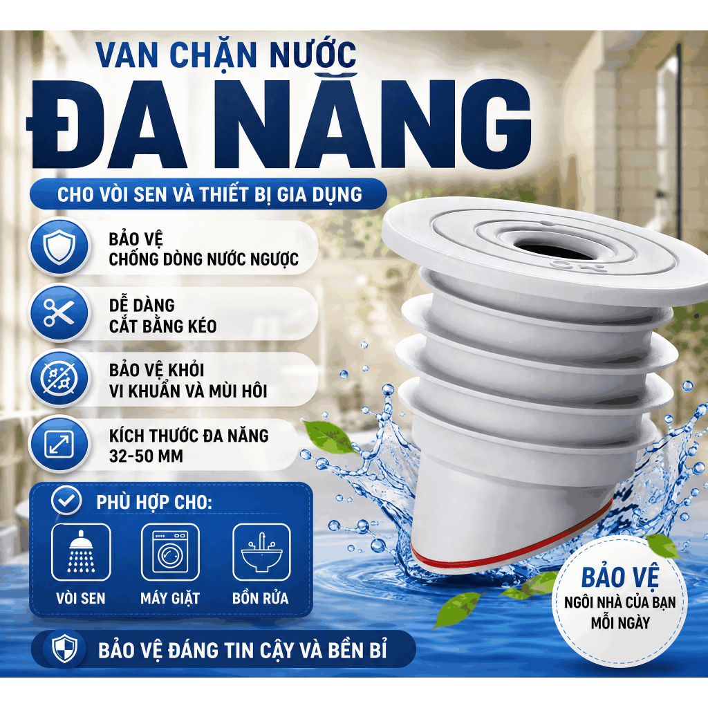 Nút Silicone Đa Năng Ngăn Mùi Hôi, Chống Côn Trùng & Trào Ngược Nước Bồn Rửa, Máy Giặt, Thoát Sàn
