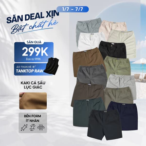 Quần Short Kaki Nam Basic Sleek Vải Kaki Cá Sấu Lưng Chun, Co Giãn Thoải Mái, Trẻ Trung - FEAER