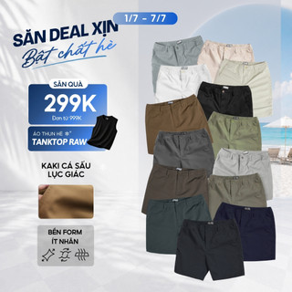 Quần Short Kaki  Nam Basic Sleek Vải Kaki Cá Sấu Lưng Chun, Co Giãn Thoải Mái, Trẻ Trung - FEAER