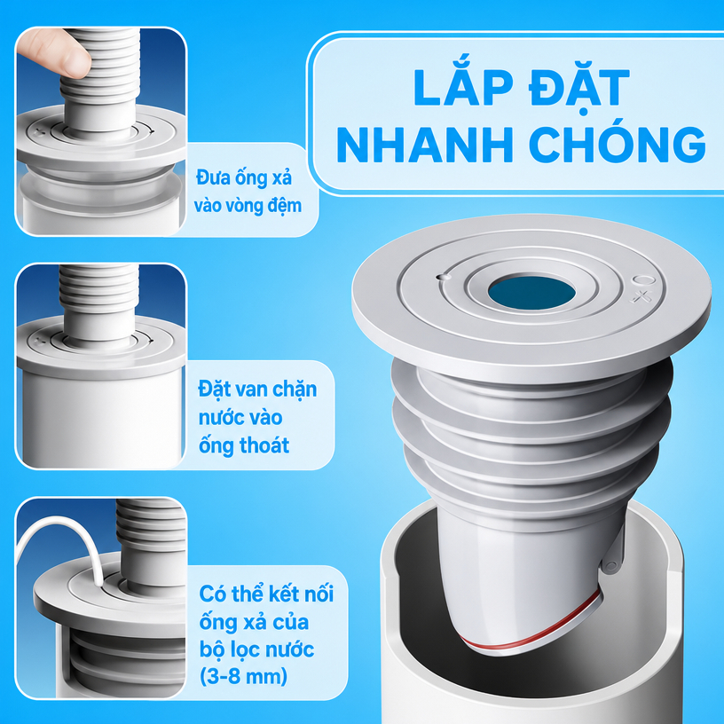 Nút Silicone Đa Năng Ngăn Mùi Hôi, Chống Côn Trùng & Trào Ngược Nước Bồn Rửa, Máy Giặt, Thoát Sàn