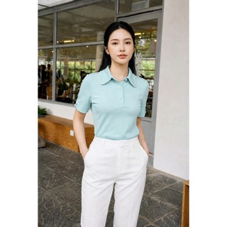 Áo Thun Nữ 𝐂𝐂𝐇𝐀𝐓 Dáng Ôm Catherine Cổ Đính Ngọc Trang Trí Chất Liệu Mềm Mát 16TNC9054OT