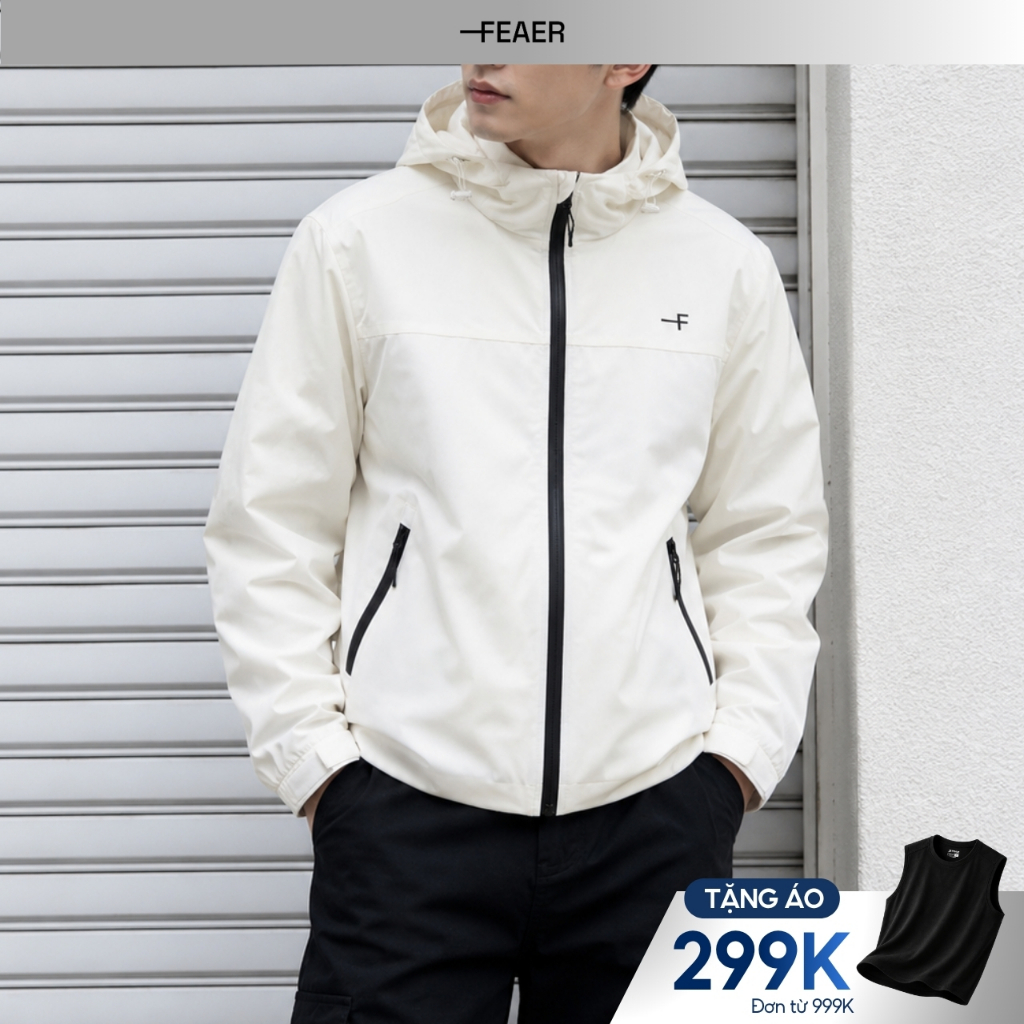 Áo khoác Anorak trượt nước tối giản, chất dù Micro nhẹ, chống gió linh hoạt, phong cách urban utility hiện đại - FEAER