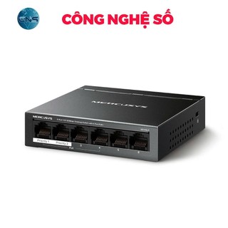Switch Chia Mạng Mercusys MS106LP (6 cổng 10/100Mbps với 4 cổng PoE+, vỏ kim loại | Chính Hãng BH 2 Năm