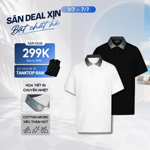 Áo Polo Nam PLUME Tay Ngắn, Cổ Họa Tiết Lông Vũ In Chuyển Nhiệt Ombre Đặc Biệt, Vải Cotton Micro Thoáng Mát, Dễ Mặc, Tha