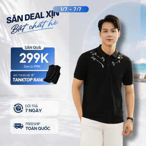 Áo polo nam Noble tay ngắn, cổ bẻ, vải Cotton cao cấp thấm hút tốt, co giãn, họa tiết thêu vai - FEAER