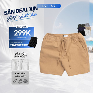 Quần Short Nam vải KAKI CANVAS lưng chun, dây rút dễ dàng điều chỉnh, cao cấp, nam tính, trẻ trung, năng động - FEAER