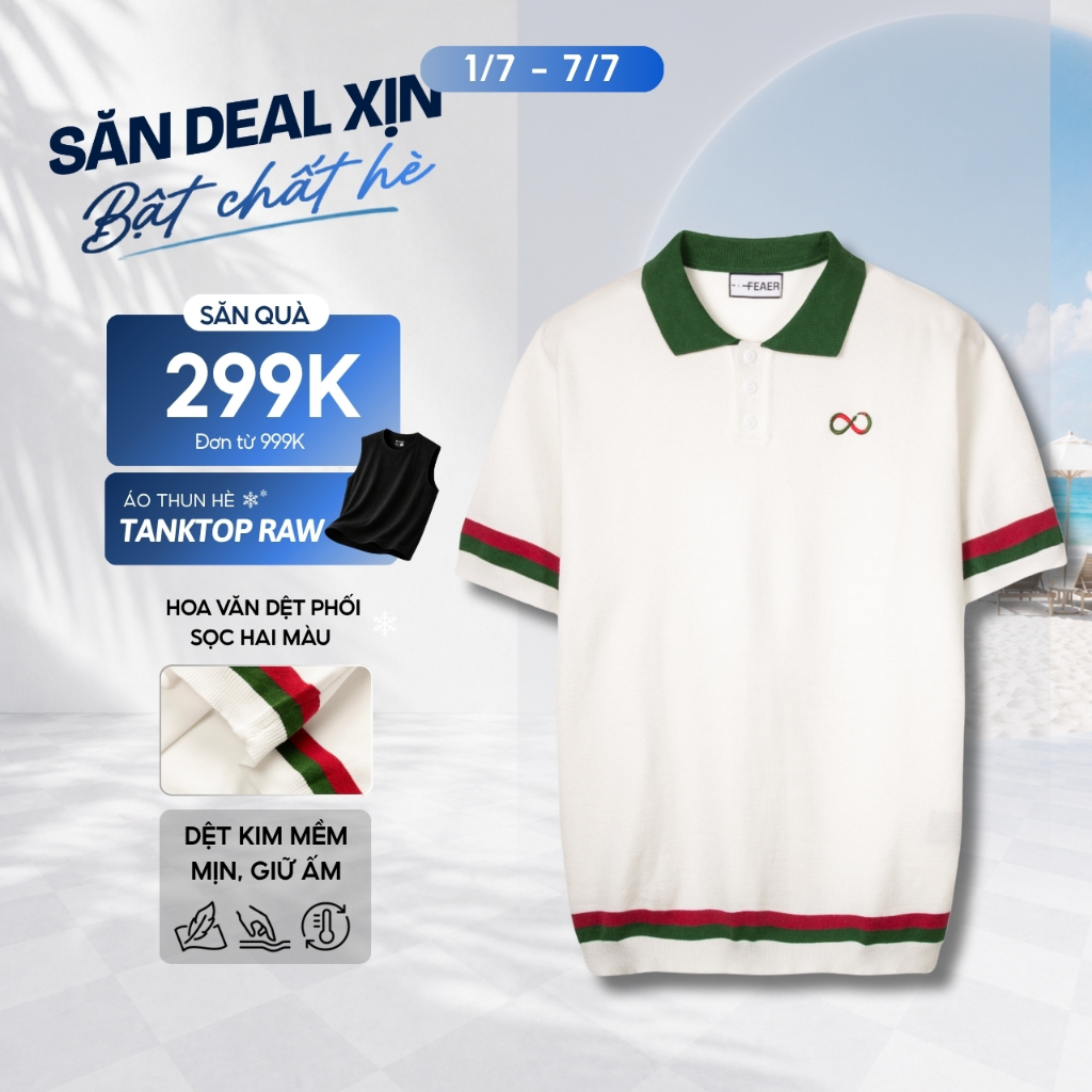 Áo Polo Nam Regal vải dệt kim cao cấp mềm mịn, ấm áp, dệt sợi dày, logo thêu rắn vô cực, phối hoa văn tinh tế - FEAER
