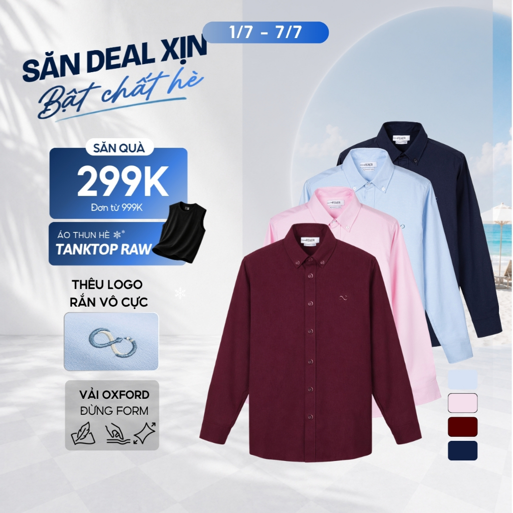 Áo sơ mi nam Truewear tay dài, cổ bẻ, vải Oxford dày dặn, form Regular Fit, logo thêu,thanh lịch-FEAER