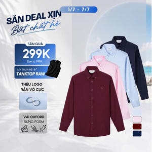 Áo sơ mi nam Truewear tay dài, cổ bẻ, vải Oxford dày dặn, form Regular Fit, logo thêu,thanh lịch-FEAER