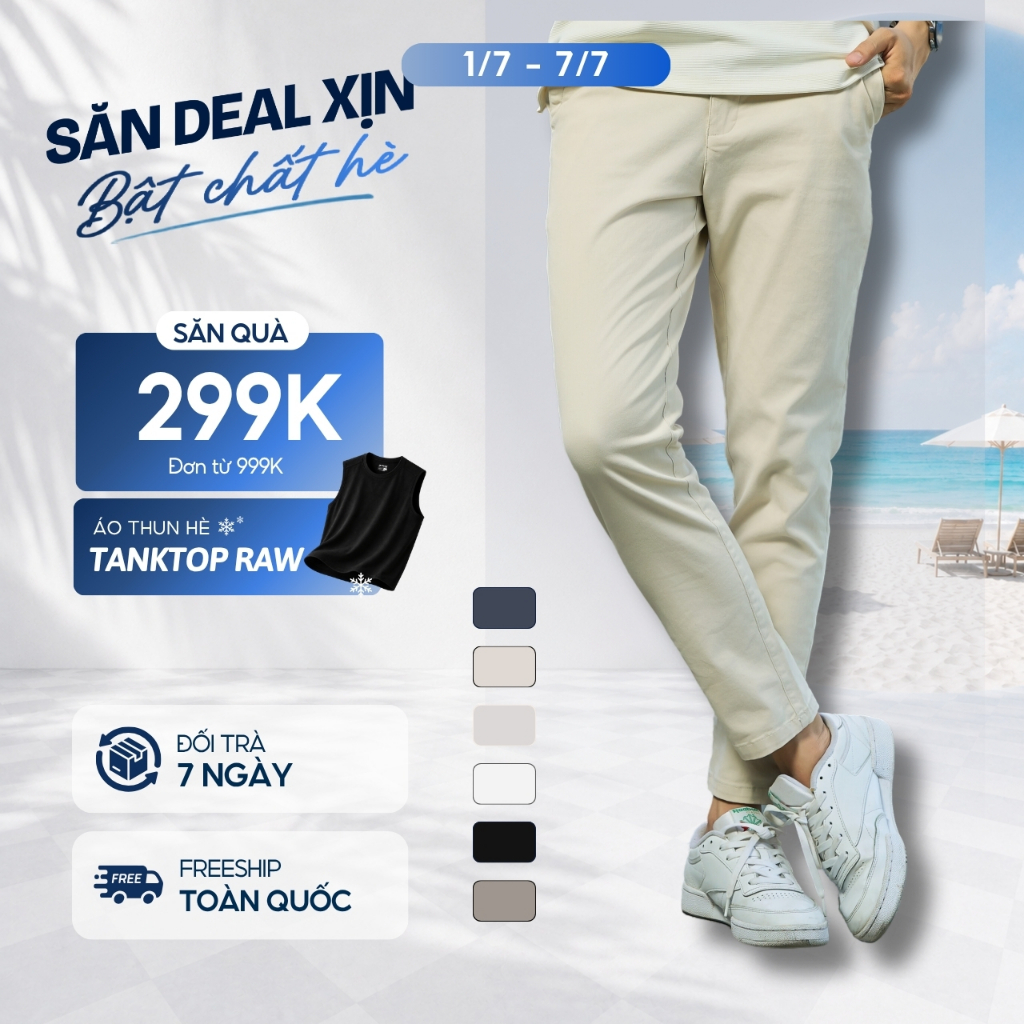 Quần kaki dài Basic Slimfit V2 kết hợp Sizetab co giãn, trẻ trung, thanh lịch - FEAER