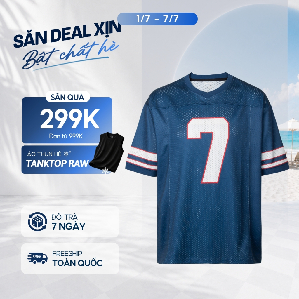 [RUNKEE COLLECTION] Áo thun jersey nam nữ Glory, cổ V form rộng, vải Cotton Eyelet lưới thoáng mát, họa tiết số - FEAER