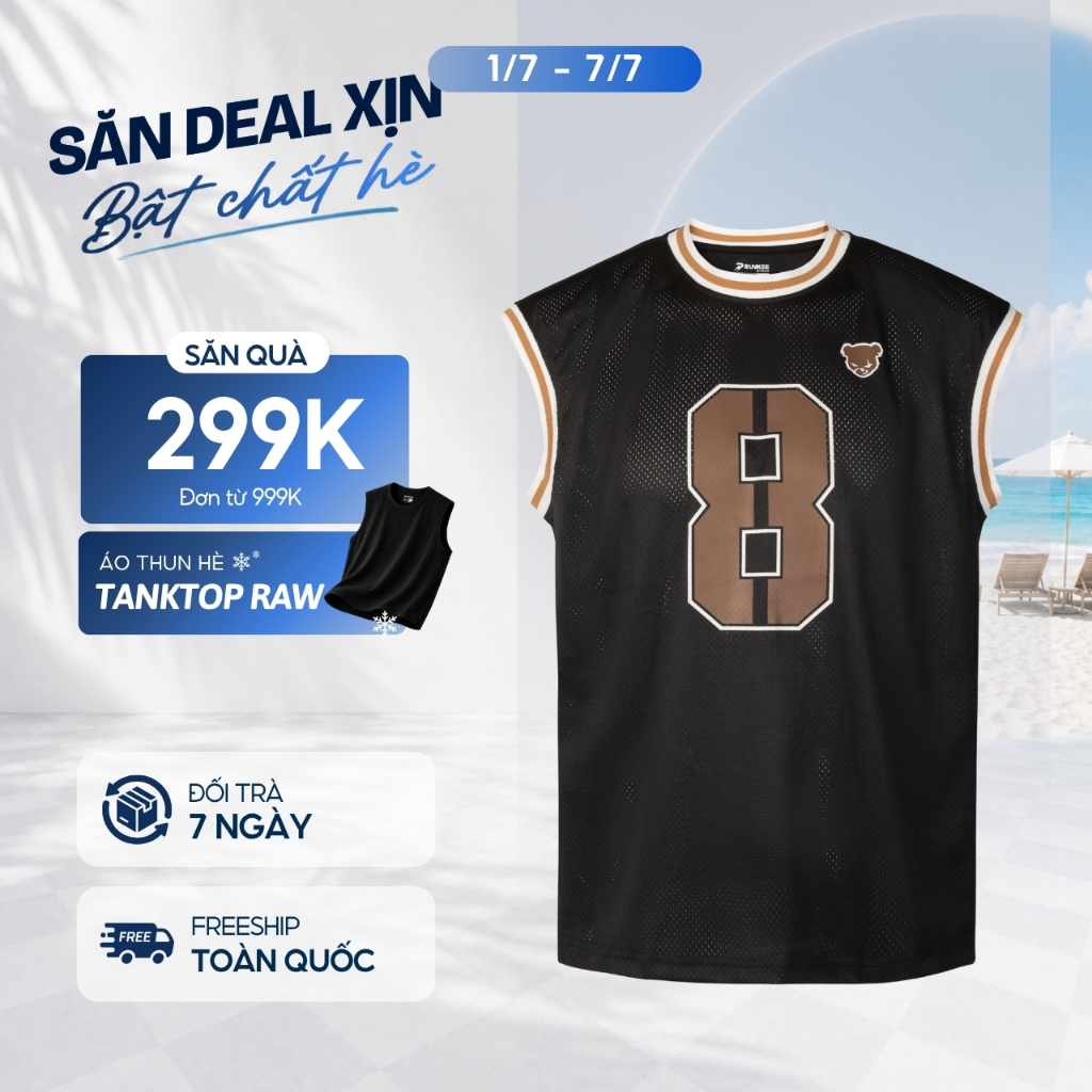 [RUNKEE COLLECTION] Áo thun Tanktop Eight nam nữ form rộng, vải Cotton Eyelet lưới thoáng mát, hoạ tiết số 10 - FEAER