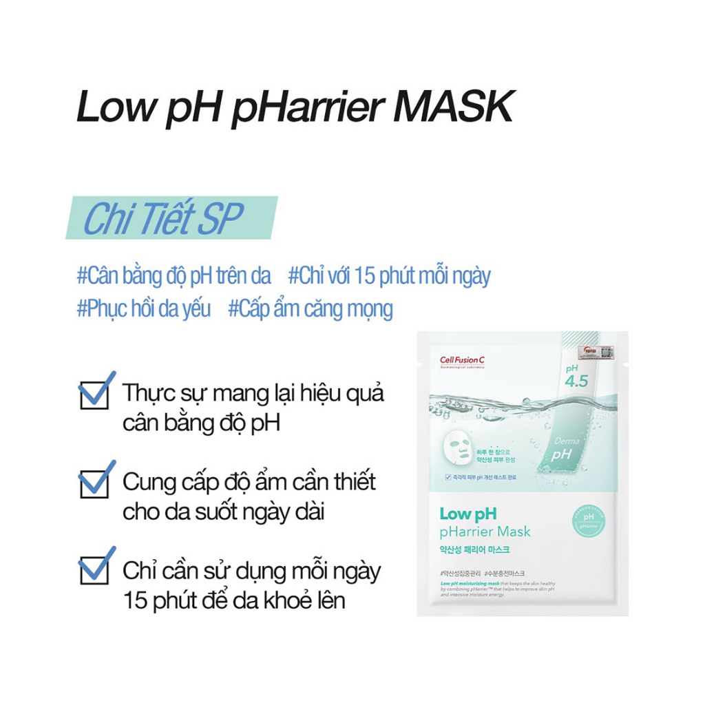 Mặt Nạ Cấp Ẩm & Cân Bằng Độ pH Trên Da Cell Fusion C Low pH pHarrier Mask