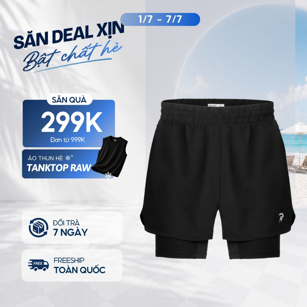 [RUNKEE COLLECTION] Quần Short Nam ActiFit Thể Thao 2 Lớp Thiết Kế Tôn Dáng, Chất Vải  Polyester Nhanh Khô - FEAER