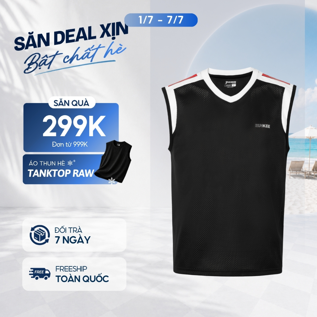 [RUNKEE COLLECTION] Áo tanktop nam APEX, form Regular fit, vải Cotton Eyelet lưới thoáng mát, phong cách thể thao -FEAER