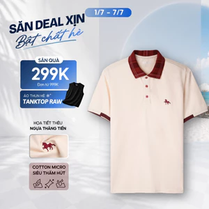 Áo polo PEGASUS cổ áo phối sắc đỏ nổi bật, họa tiết ngựa tinh xảo, chất vải Cotton Micro thoáng mát, phong cách lịch lãm