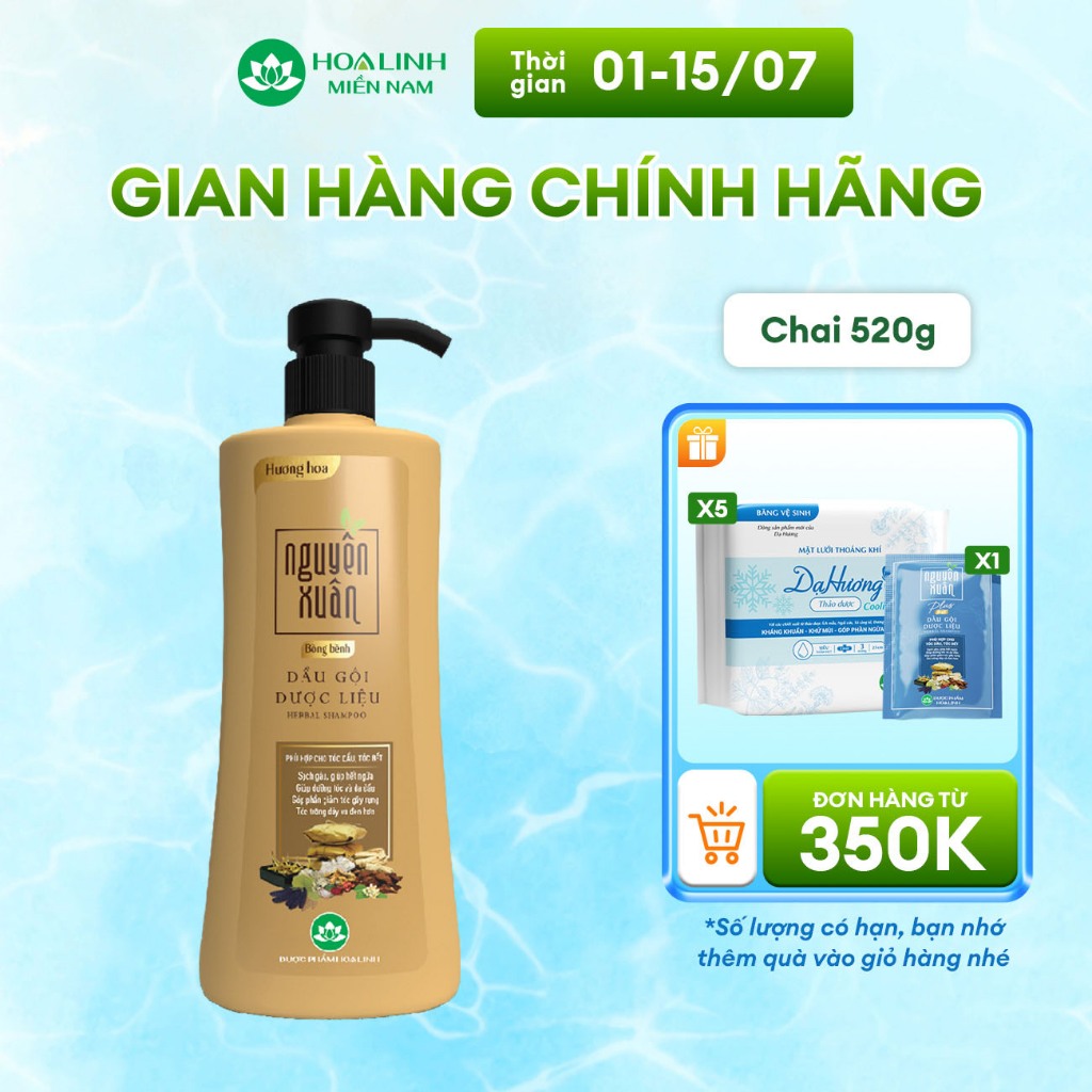 Dầu gội dược liệu Nguyên Xuân Bồng bềnh 520g - Dành cho tóc dầu bết