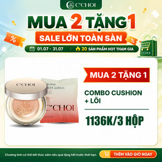 Combo Phấn Nước + Lõi Cushion C'CHOI HERBAL DD Che Phủ Tốt Nâng Tone Da Tự Nhiên 23 - Medium Tone