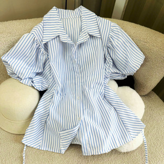 Áo Sơ Mi Bigsize Nữ Kẻ Sọc Tay Ngắn Bồng Chiết Eo Dễ Phối Đồ Cho Chubby SM189/SM192