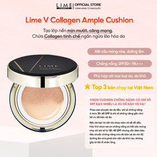 Phấn nước Lime V Collagen Ample Cushion SPF50+ PA+++ 20g che phủ dưỡng ẩm tạo lớp nền căng bóng
