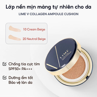 Phấn nước Lime V Collagen Ample Cushion SPF50+ PA+++ 20g che phủ dưỡng ẩm tạo lớp nền căng bóng