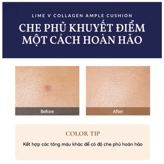 Phấn nước Lime V Collagen Ample Cushion SPF50+ PA+++ 20g che phủ dưỡng ẩm tạo lớp nền căng bóng