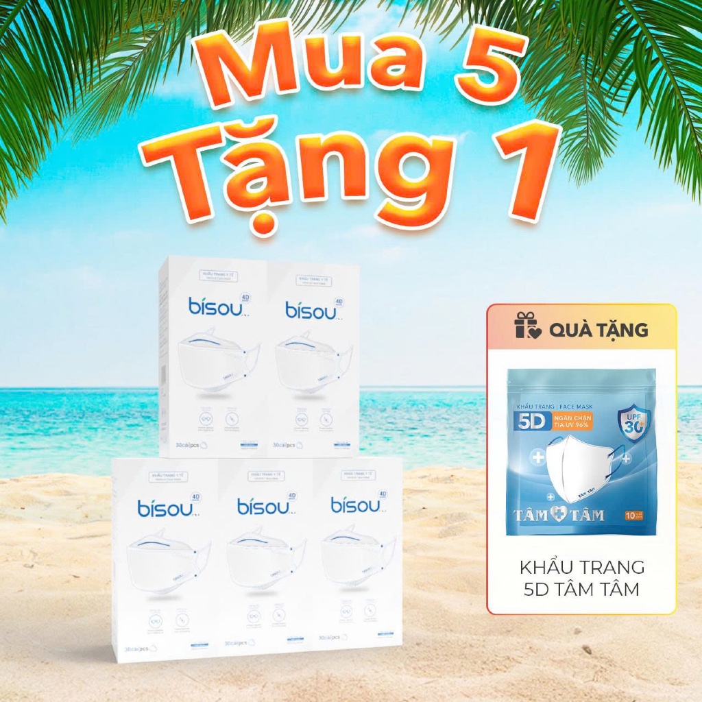 Hộp 30 cái khẩu trang y tế cao cấp 4D-KF94 hiệu BISOU