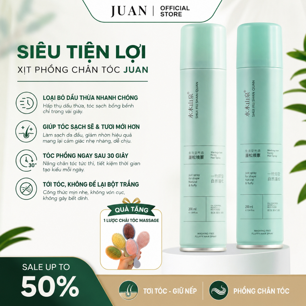 [TẶNG LƯỢC TỪ 2 CHAI] Bình xịt dầu gội khô 3 in 1 (200ml) - Sẵn Hàng