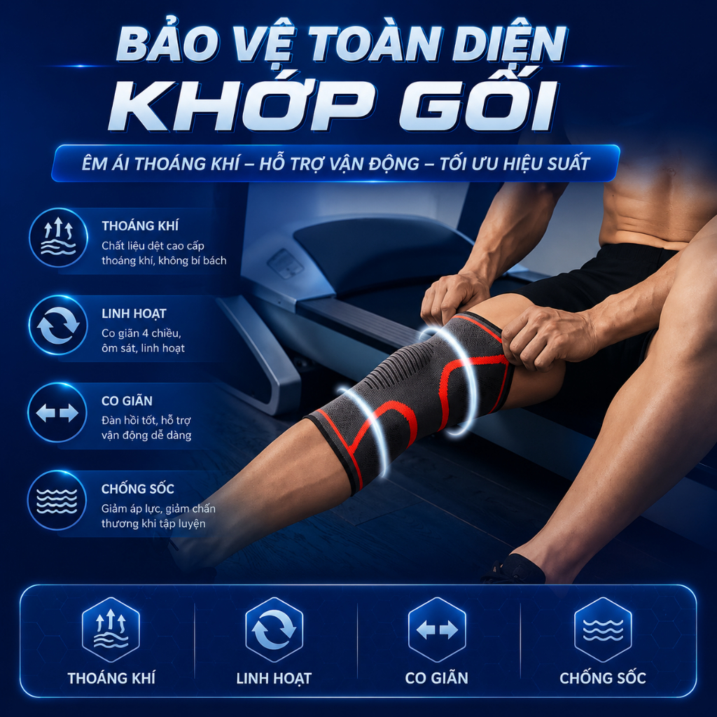 Băng gối bóng chuyến Aolikes 7718 bó gối tập gym co giãn đàn hồi thể dục chạy bộ