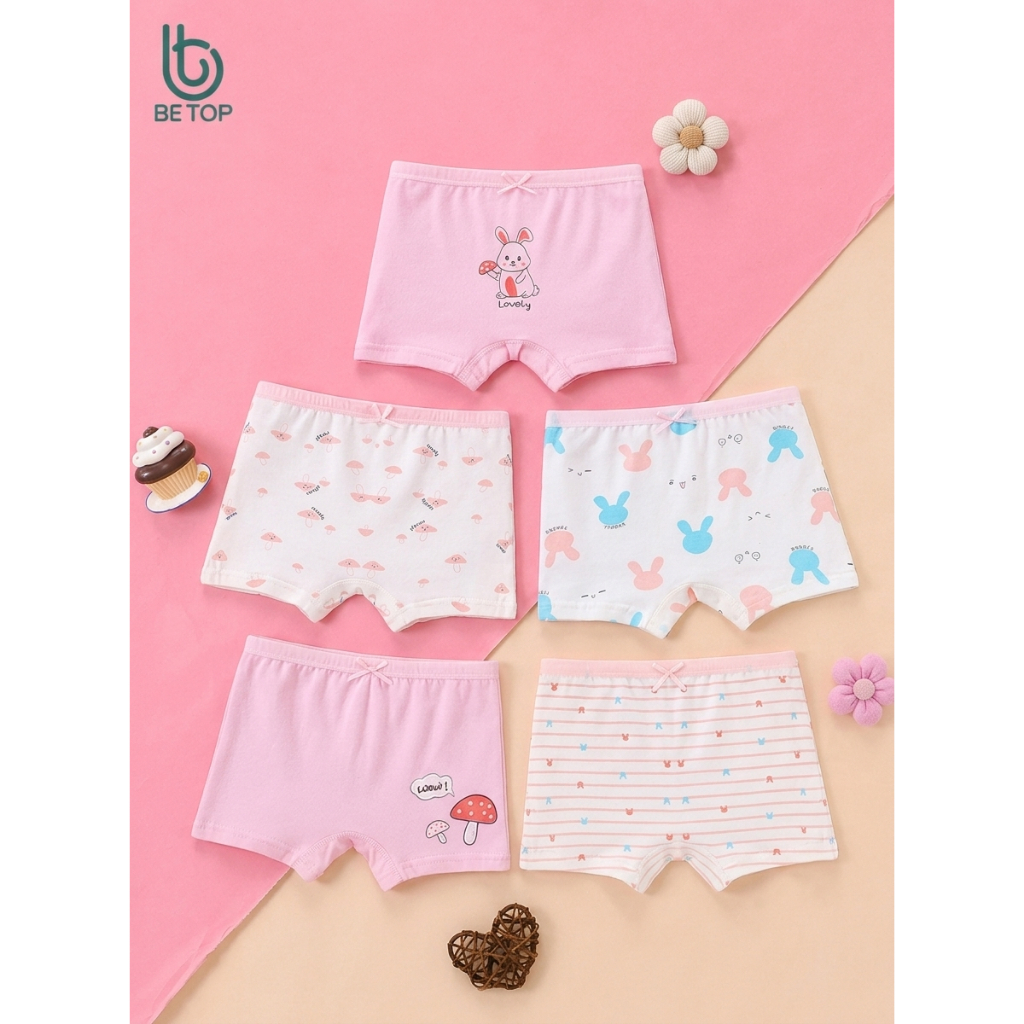 Quần Chip Đùi Bé Gái BETOP, Set Quần Lót Trẻ Em Gái Chất Cotton Kháng Khuẩn Mềm Mịn Thoáng Mát NT601