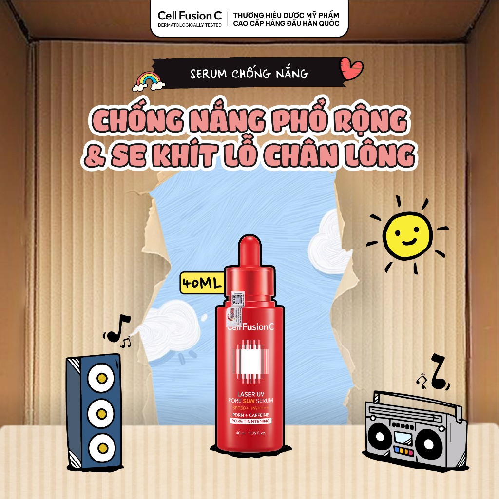 Serum Chống Nắng Phổ Rộng Thu Nhỏ Lỗ Chân Lông Cell Fusion C Laser UV Pore Sun Serum SPF50+ PA++++ 40ML
