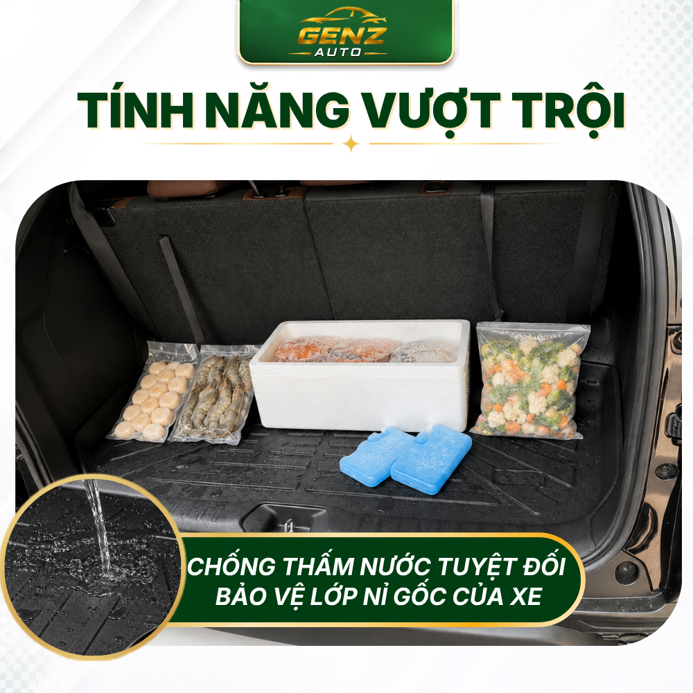 Lót cốp VINFAST LIMO GREEN/MPV7 - Nhựa dẻo TPO Không mùi, Chuẩn khít form xe, Chống thấm nước, dễ vệ sinh