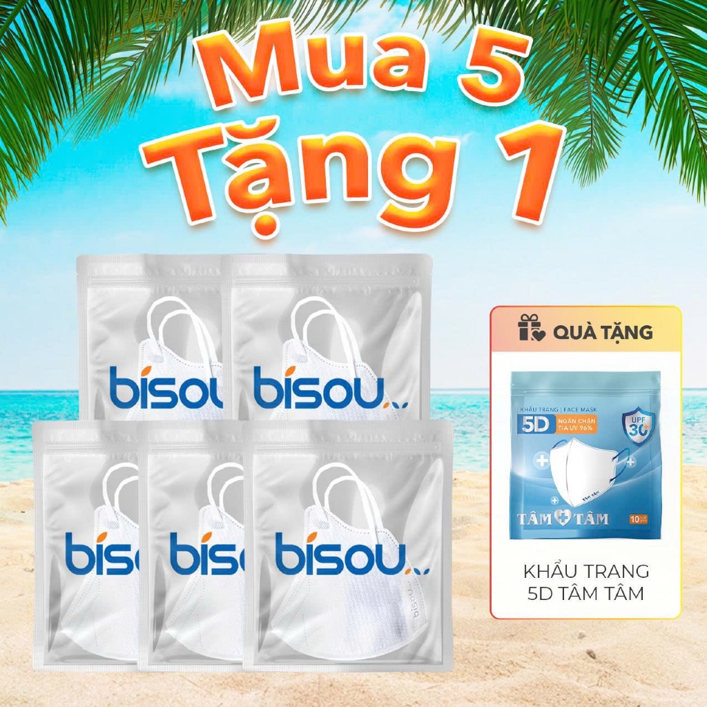 Túi 10 cái khẩu trang cao cấp 6D hiệu BISOU