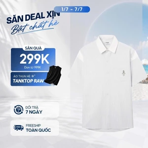 Áo sơ mi sọc nam Hearts tay ngắn, vải Oxford cao cấp, thấm hút tốt, logo thêu quân bài đặc biệt - FEAER
