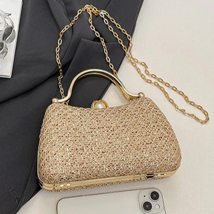 Clutch Nữ Cầm Tay Dự Tiệc Đính Kim Tuyến Phối Caro Sang Trọng Ví Cầm Tay Da PU Cao Cấp MUN STORE CCA15