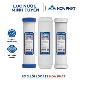 Bộ 3 lõi lọc thô 123 Hoà Phát chính hãng lắp vừa cho máy lọc Hoà Phát có 3 cốc lọc 10inch