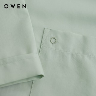 Owen - Áo sơ mi ngắn tay Body Fit AB261097NT màu Xanh lá chất liệu Poly Rayon