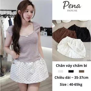 Chân Váy Chấm Bi Nữ Dáng Bồng Nhẹ Chữ A Cạp Cao Chất Kaki Đẹp Phối Đồ Xinh - 319 Pena House