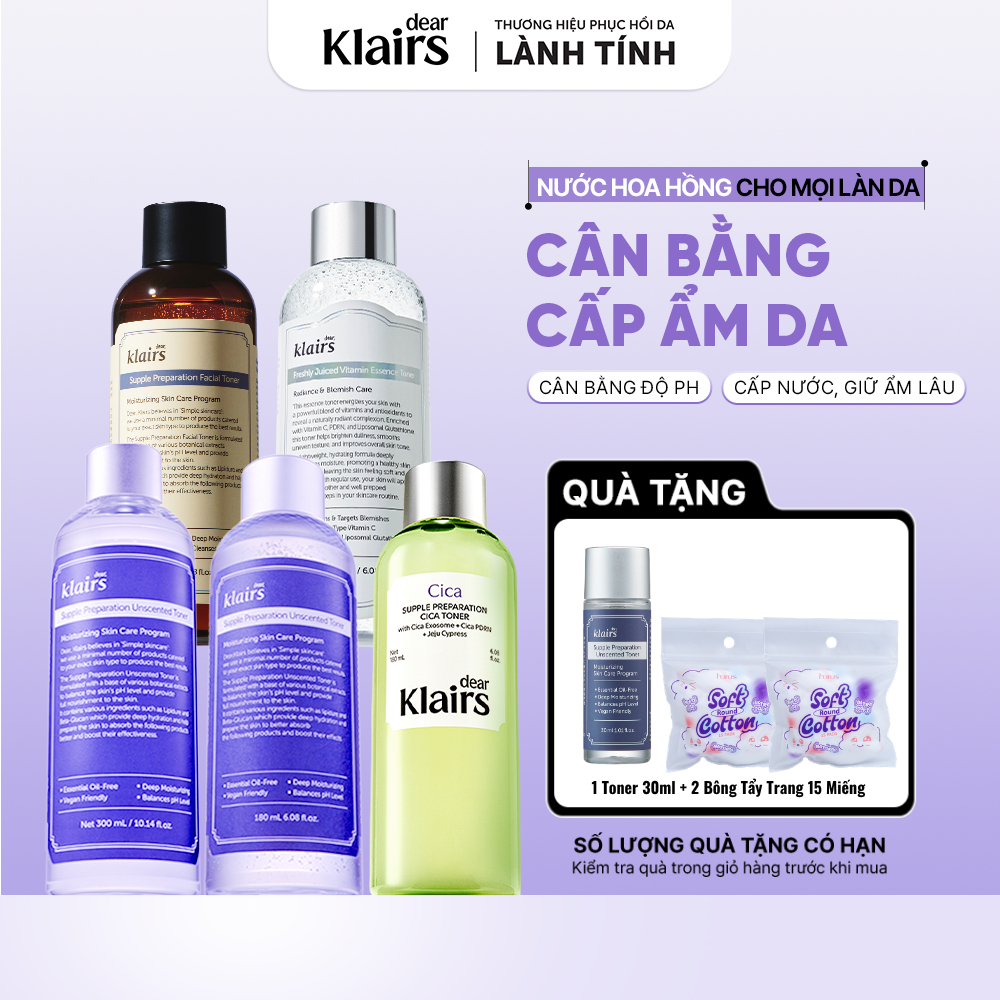 [KOL] Nước hoa hồng Dear, Klairs Supple Preparation Toner Cấp Ẩm Dưỡng Sáng Cho Mọi Loại Da