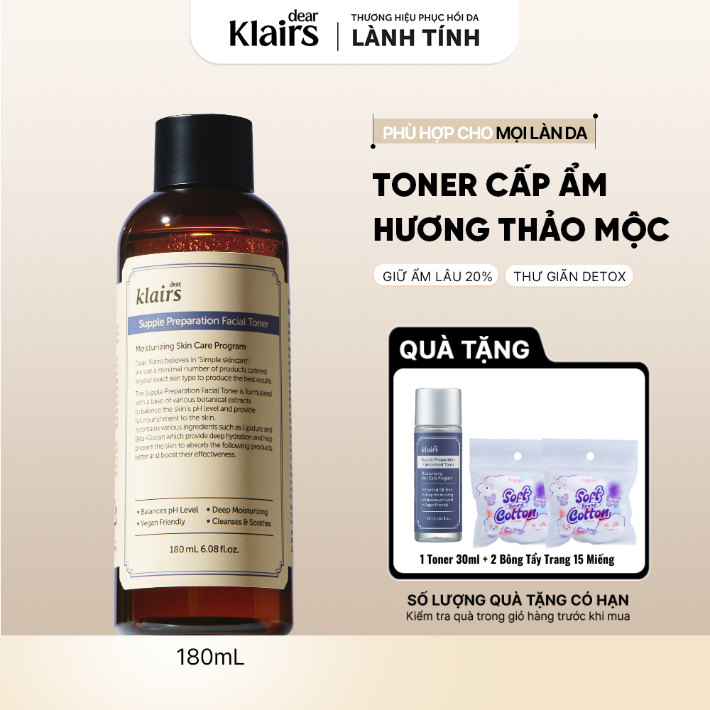 [KOL] Nước hoa hồng Dear, Klairs Supple Preparation Toner Cấp Ẩm Dưỡng Sáng Cho Mọi Loại Da