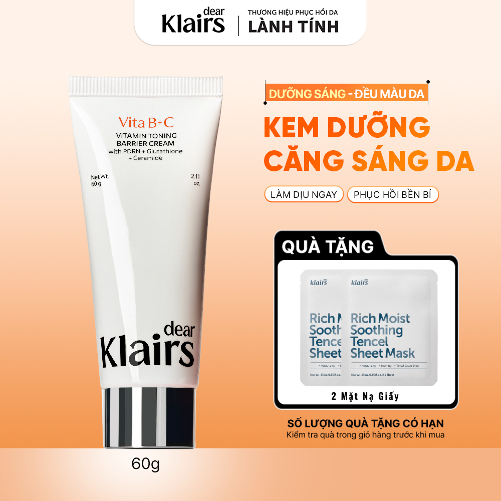 [KOL] Dear Klairs Kem dưỡng Vitamin Toning Barrier Cream 60g
