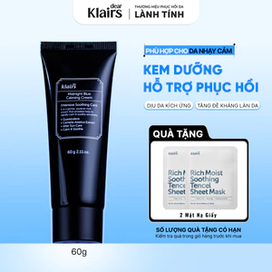 Kem dưỡng Dear, Klairs Midnight Blue Calming Cream 60g hỗ trợ phục hồi da