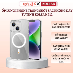 Ốp lưng iphone trong suốt sạc không dây từ tính KOLEAD P12 , 7 8 plus xsmax 11 12 13 14 15 Promax pro plus